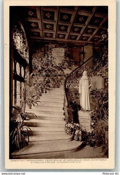 6313 Menzingen 1919 Foto AK Institut Menzingen Denkmal des Stifters - 38210425