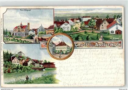 8450 Andelfingen 1902 Lithographie Postamt Pfarrhaus - 52098207