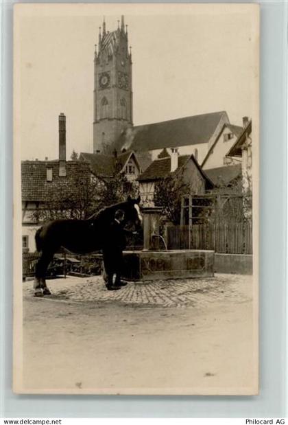8450 Andelfingen Foto AK Ort handschriftlich Pferd Brunnen Kirche - 13218362