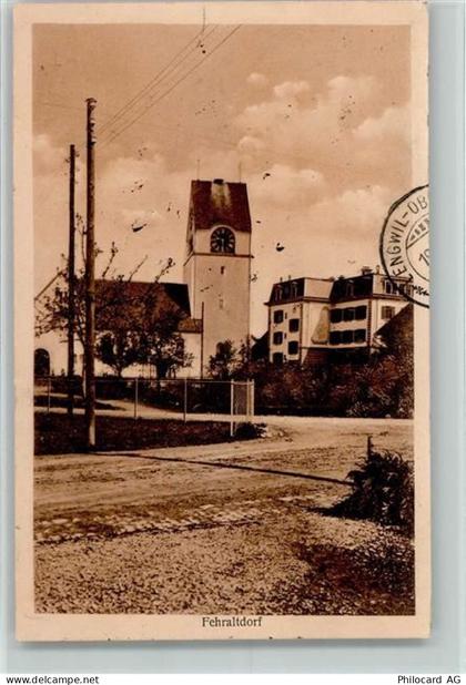 8320 Fehraltorf 1914 Gebrauchsspuren Straßenpartie mit Kirche AK - 13098035