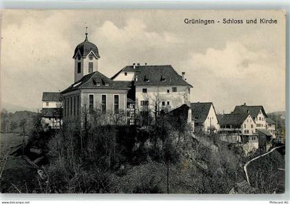 8627 Grüningen 1918 - Schloss und Kirche - 13902598