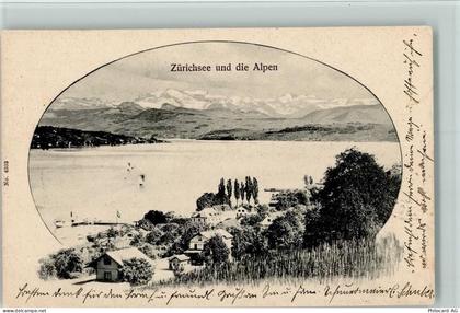 8802 Bendlikon 1902 - Panoramaansicht Zürichsee u. Alpen - 13095626