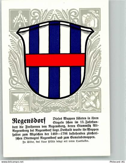 8105 Regensdorf Lithographie Wappen - 14021370