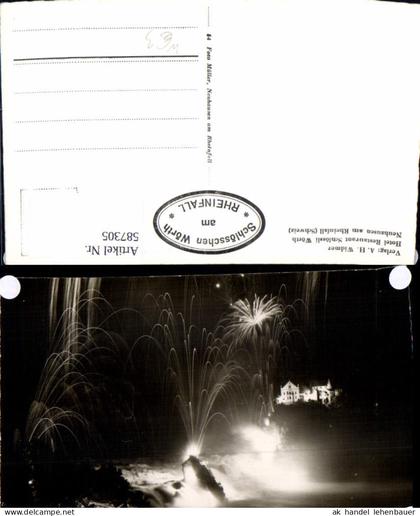 587305,Rheinfallbeleuchtung Rheinfall Schloss Laufen b. Nacht Laufen-Uhwiesen Switzerland