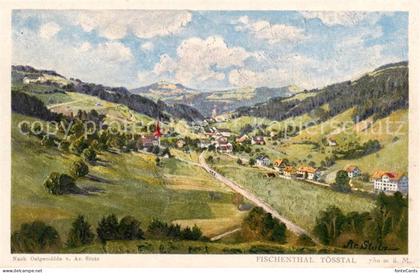 Fischenthal Fischental ZH Panorama Toesstal Kuenstlerkarte nach oelgemaelde von