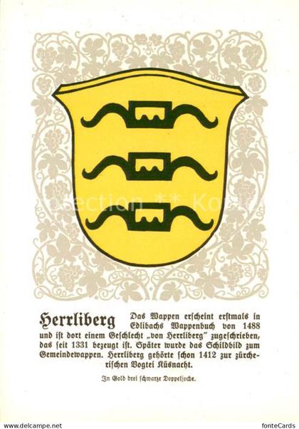 Herrliberg Zuercher Gemeindewappen In Gold drei schwarze Doppeljoche