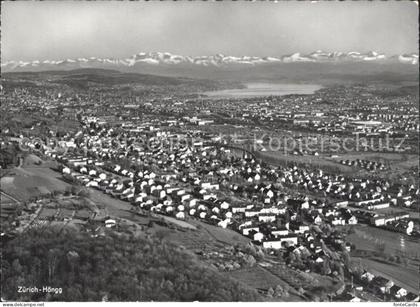 Hoengg Zuerich Gesamtansicht mit Alpenpanorama Zuerichsee Fliegeraufnahme