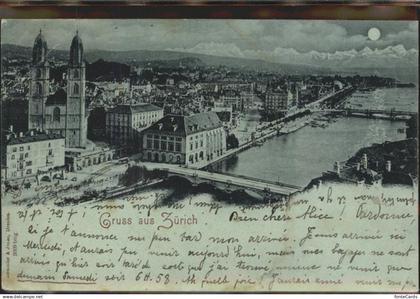 Zuerich Bruecken See Alpen Mond