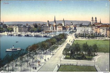 Zuerich Seepromenade Bruecken
