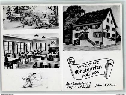 8702 Zollikon - Wirtschaft Obstgarten 3-Bildkarte - 13094509