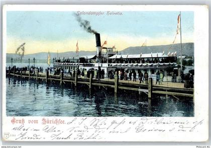 Zürichsee Lithographie Schiff Salondampfer Helvetia - 50943266