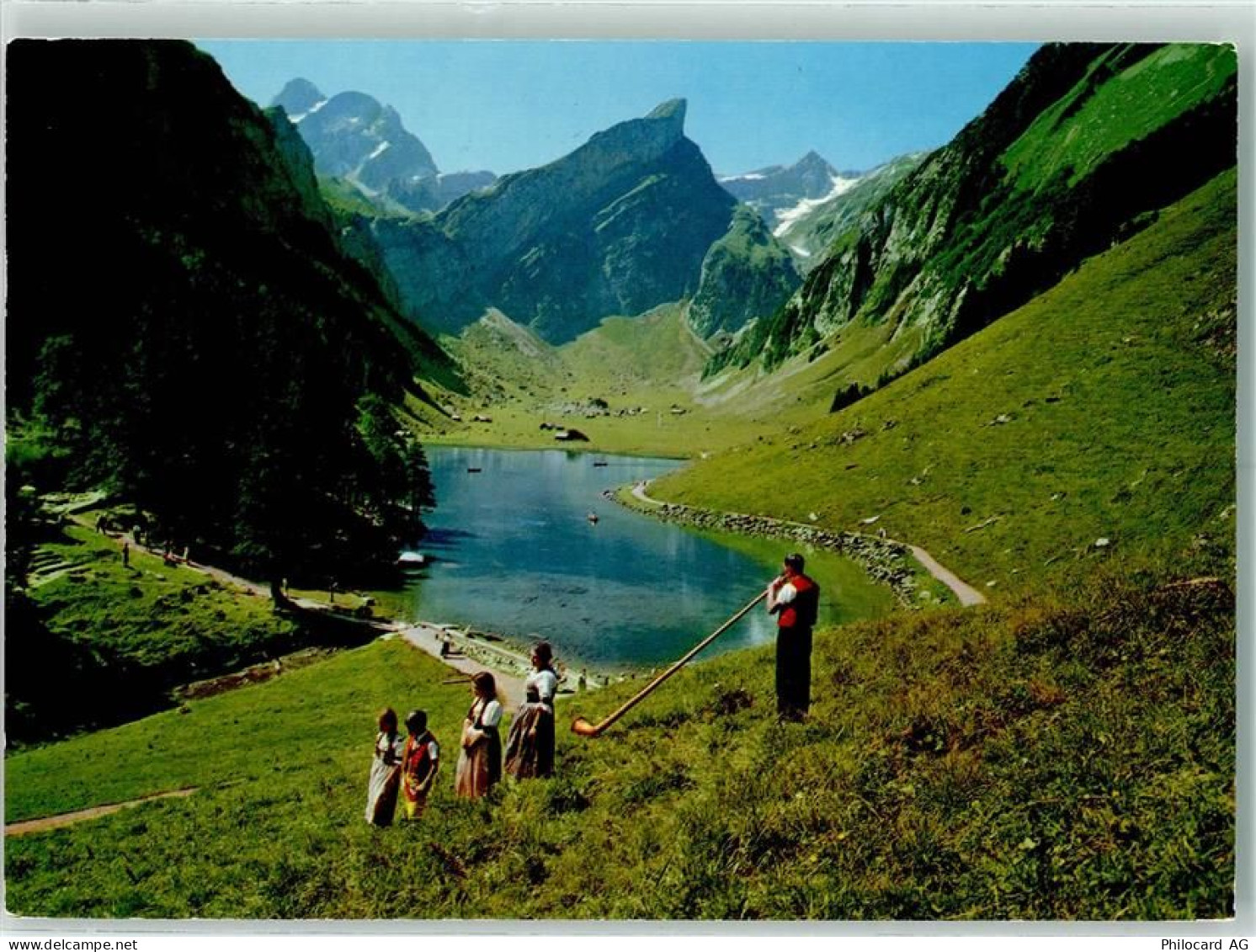 Schwende Seealpsee Alphornbläser mit Familie Alphorn 1973 - 10281322