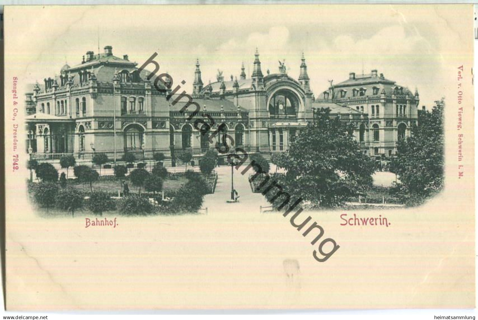 Schwerin - Bahnhof - Verlag Otto Vieweg Schwerin ca. 1900