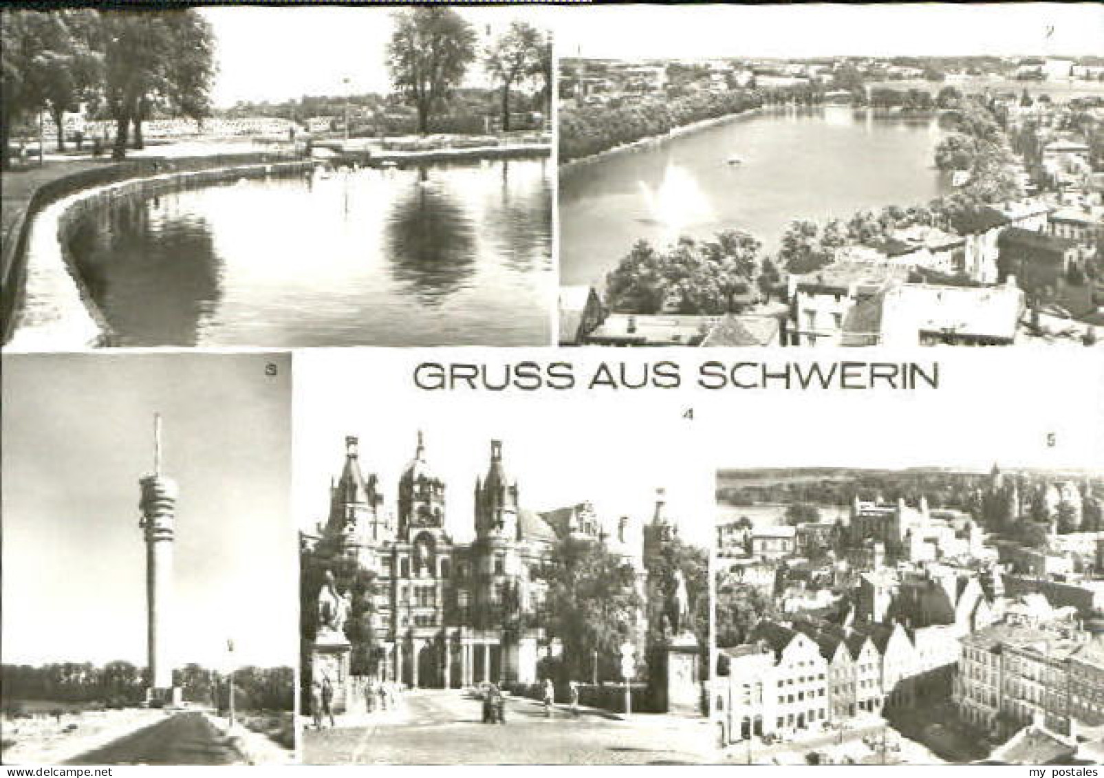 Schwerin Mecklenburg Schwerin Teich Turm Schloss See x 1979