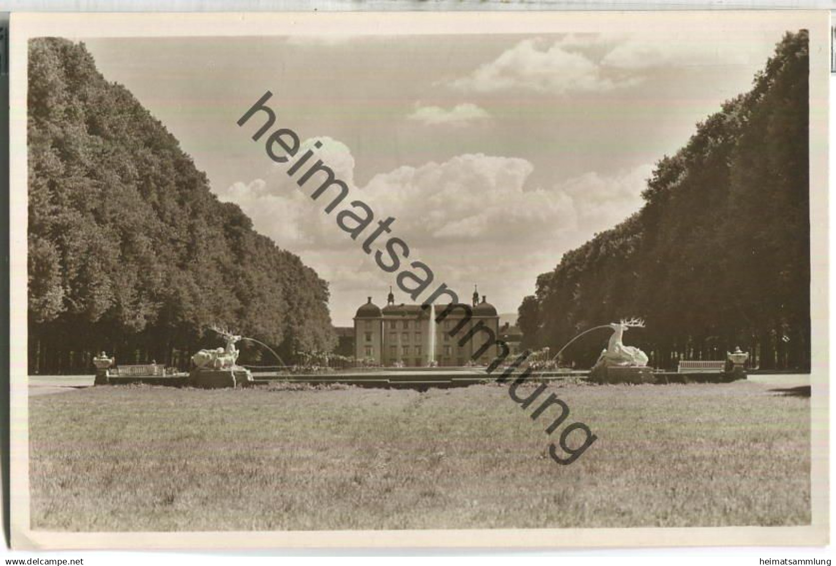 Schwetzingen - Hirschbassin mit Schloss - Foto-Ansichtskarte - Verlag Fritz Zoch Schwetzingen 20er Jahre