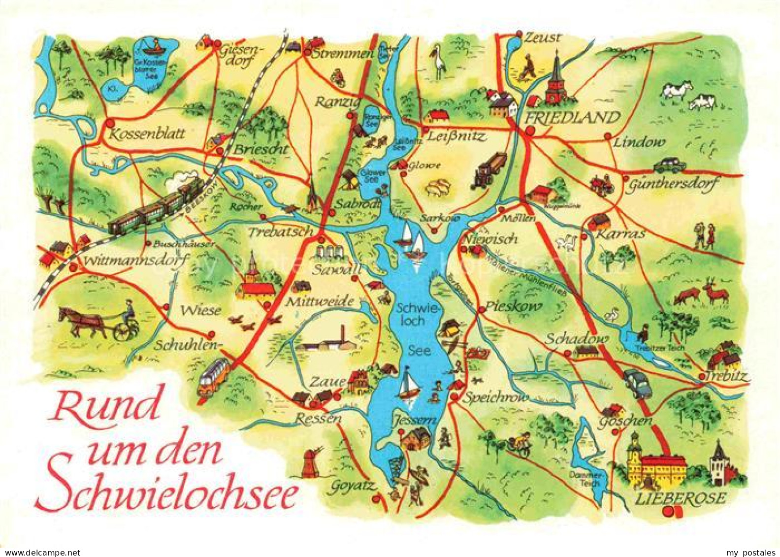 Schwielochsee Dahme-Spreewald Brandenburg Landkarte See Friedland Lieberose Pies