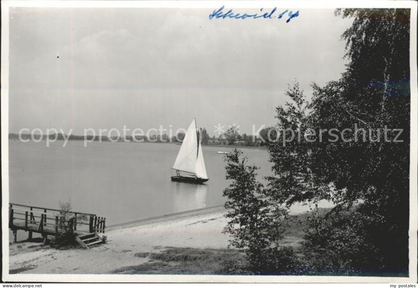Schwielochsee Steg Strand Segelboot
