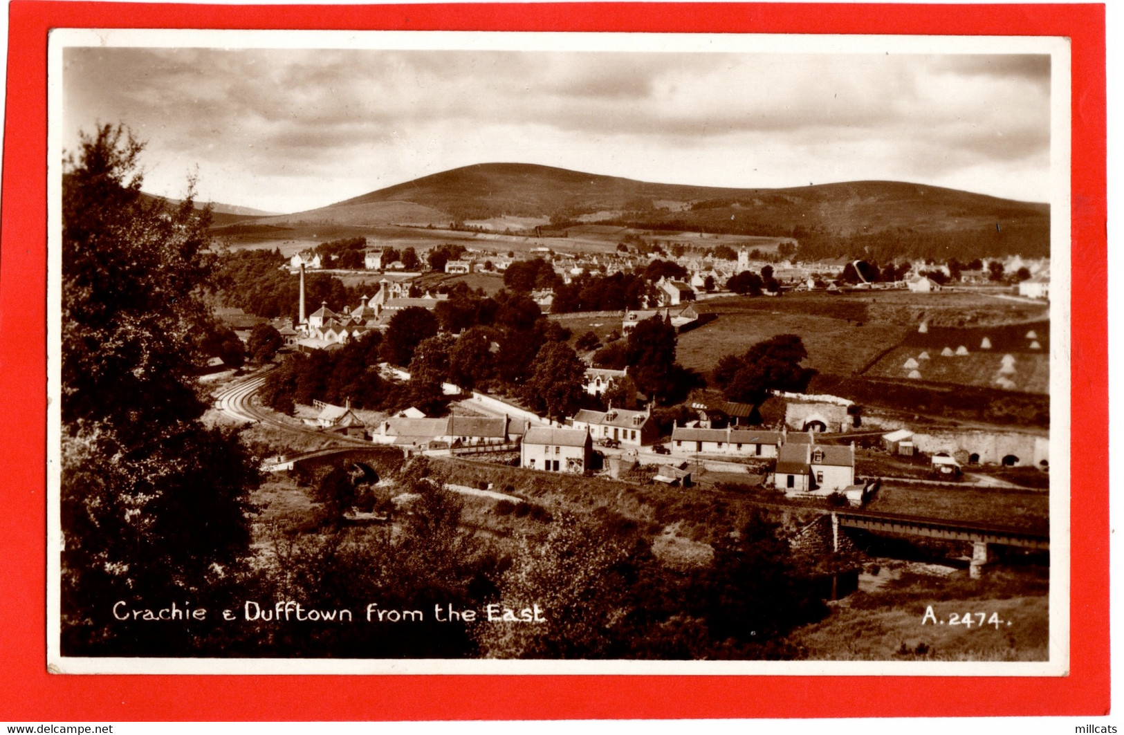 SCOTLAND  BANFFSHIRE    CRACHIE AND DUFFTOWN FROM THE EAST   RP pu DUFFTOWN 1942