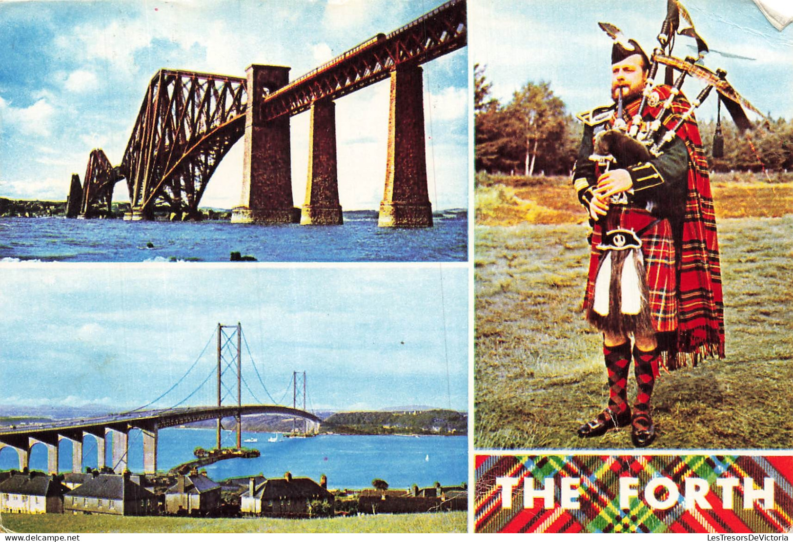 SCOTLAND - West Lothian - Forth Road Bridge - cornemuse - Kilt - costume - CP