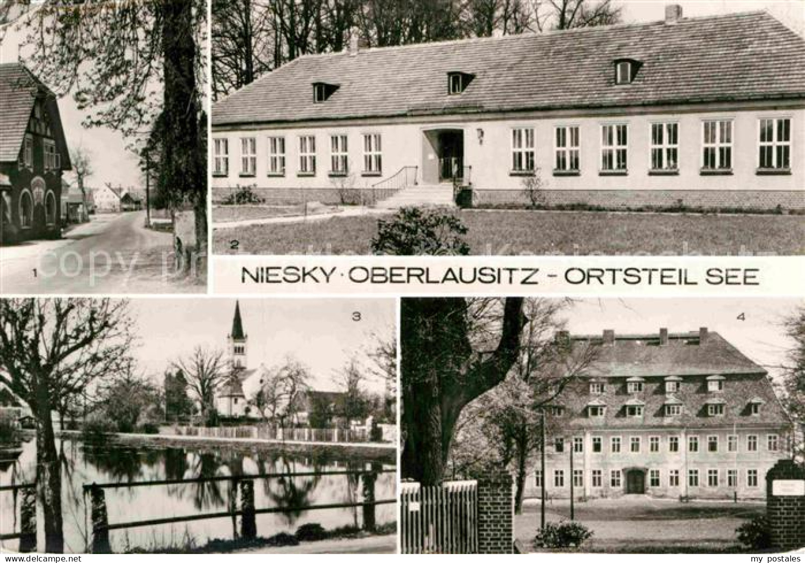 See Niesky Dorfstrasse Kindergarten Dorfteich Genesungsheim Heideland