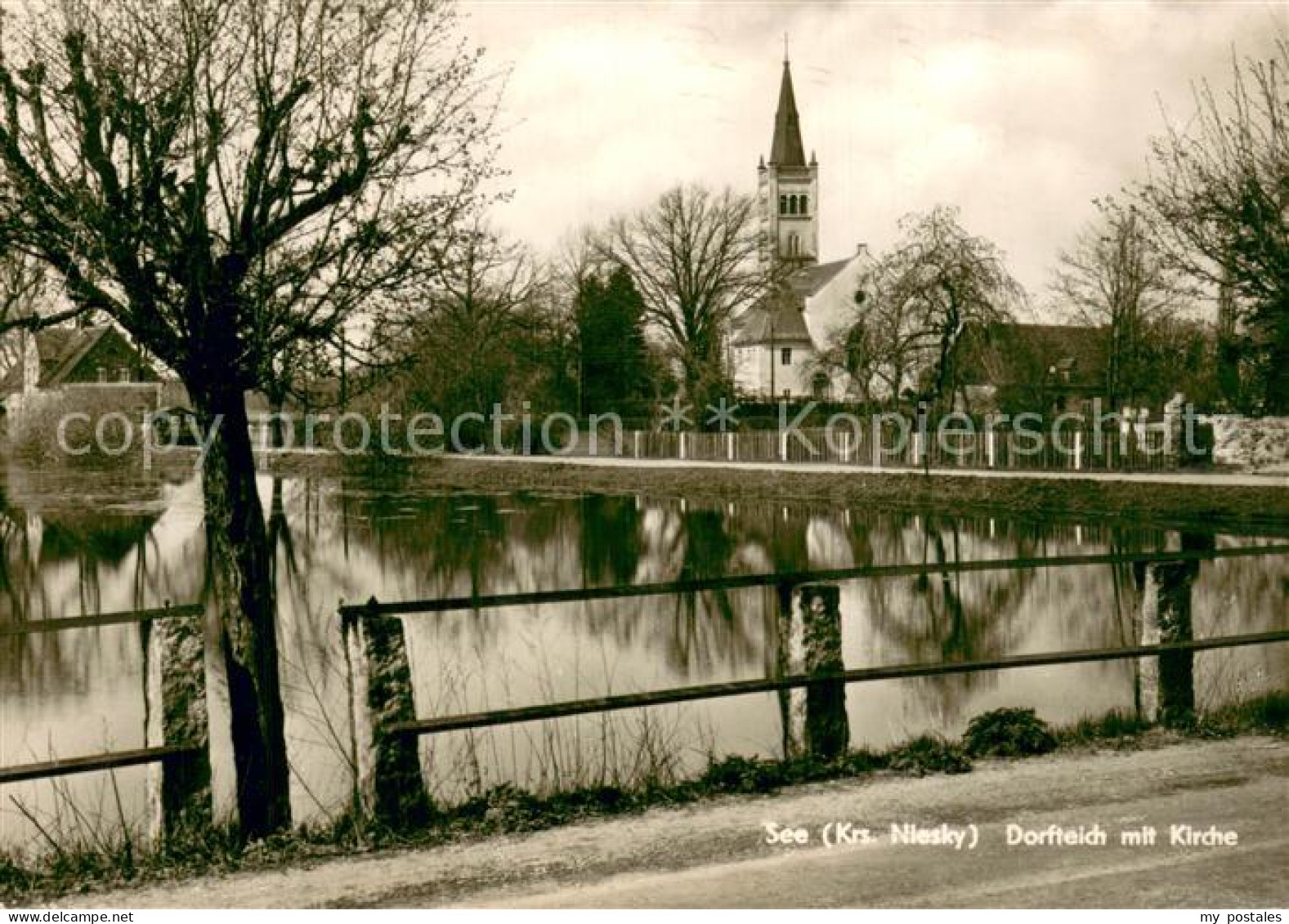 See Niesky Dorfteich mit Kirche