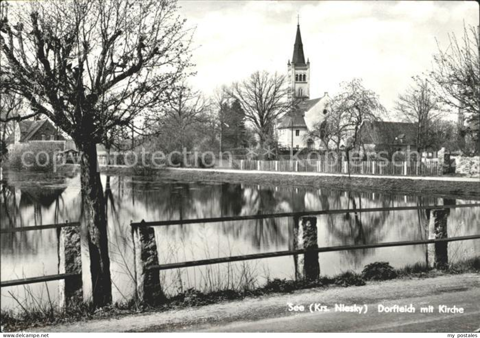 See Niesky Dorfteich mit Kirche