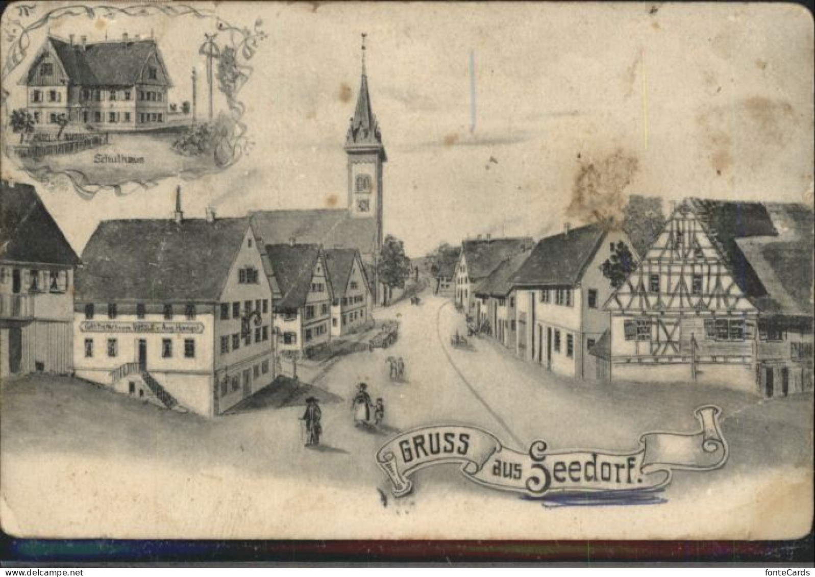 Seedorf [?] Gasthaus Roessle Schulhaus