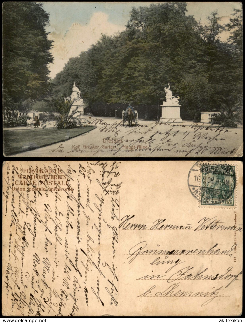 Seevorstadt-Ost/Großer Garten-Dresden Großer Garten Haupt-Allee 1908