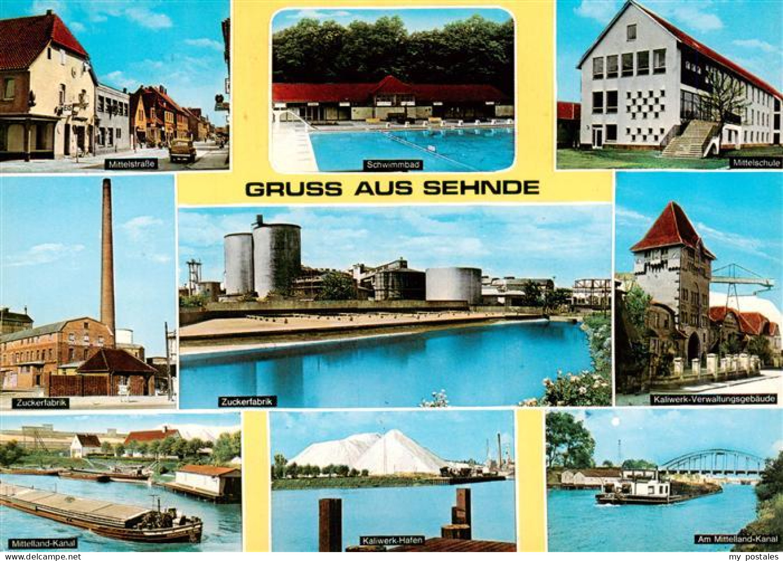 Sehnde Mittelstrasse Freibad Schule Zuckerfabrik Kaliwerk Mittellandkanal Hafen