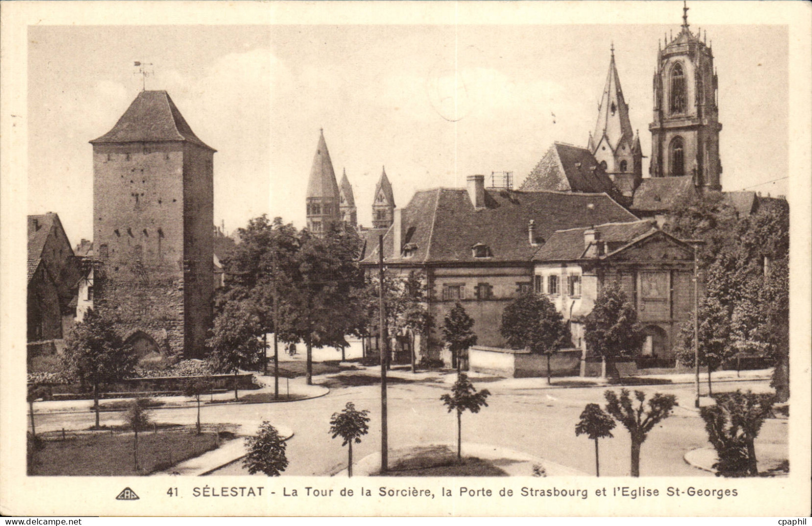 Selestat - La Tour de la Sorciere - La Porte de Strasbourg et l'Eglise St George CPA