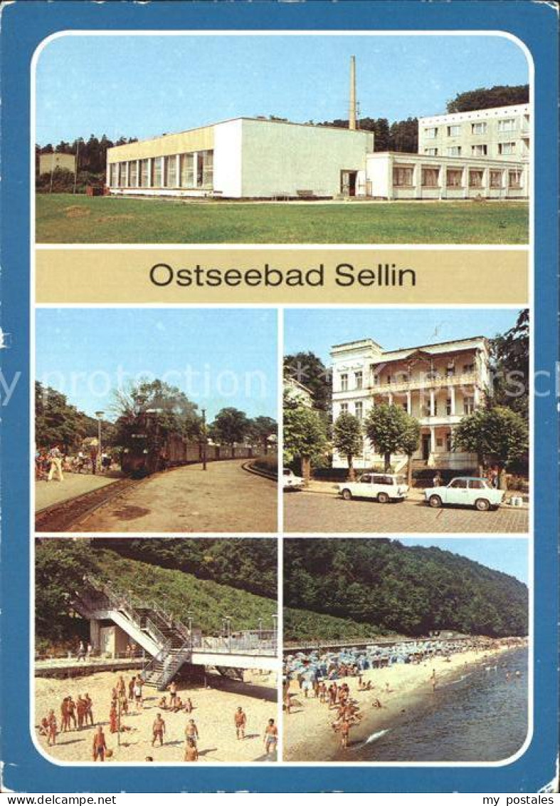 Sellin Ruegen FDGB Erholungsheime Klubhaus und Haus Sellin Kleinbahn Strandtrepp