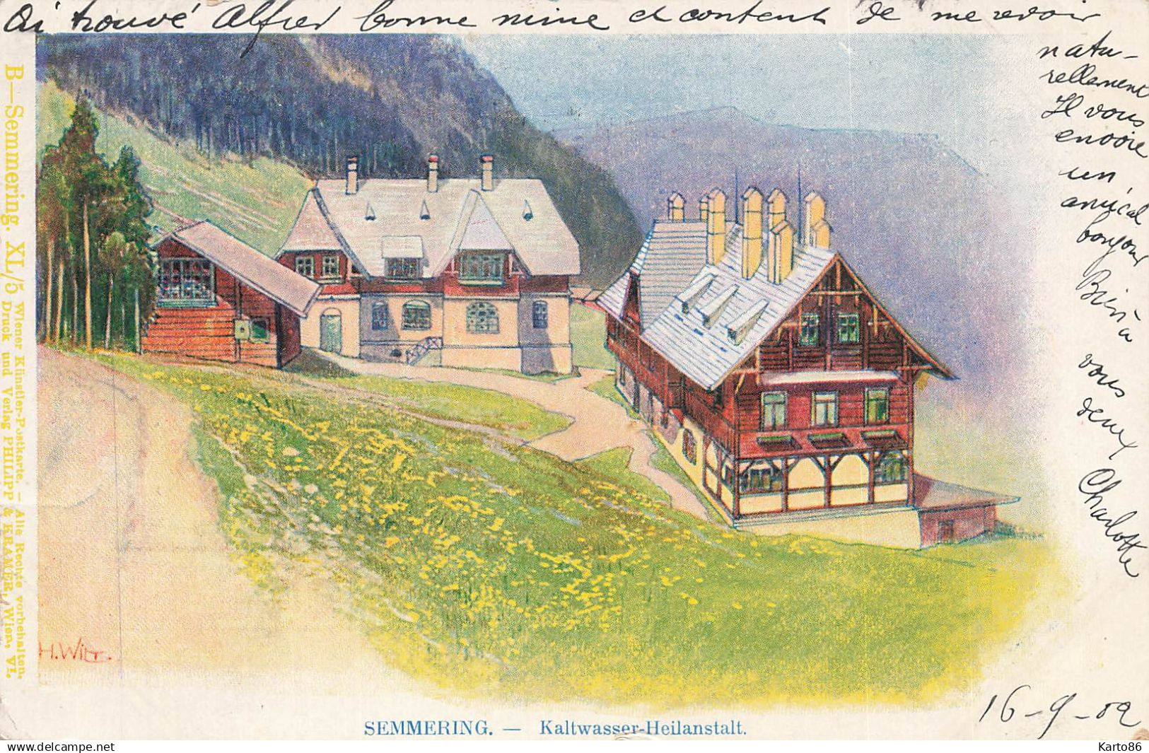 semmering , basse autriche * CPA illustrateur 1902 * kaltwasser heilanstalt * austria osterreich