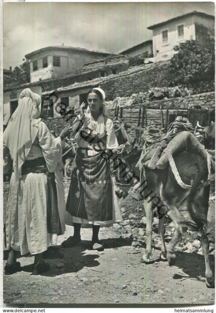Ulcinj - Frauen mit Esel - Foto-Ansichtskarte
