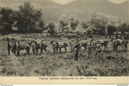 serbia, Preparation of Serbian Machine Guns (1912) Balkan War Postcard