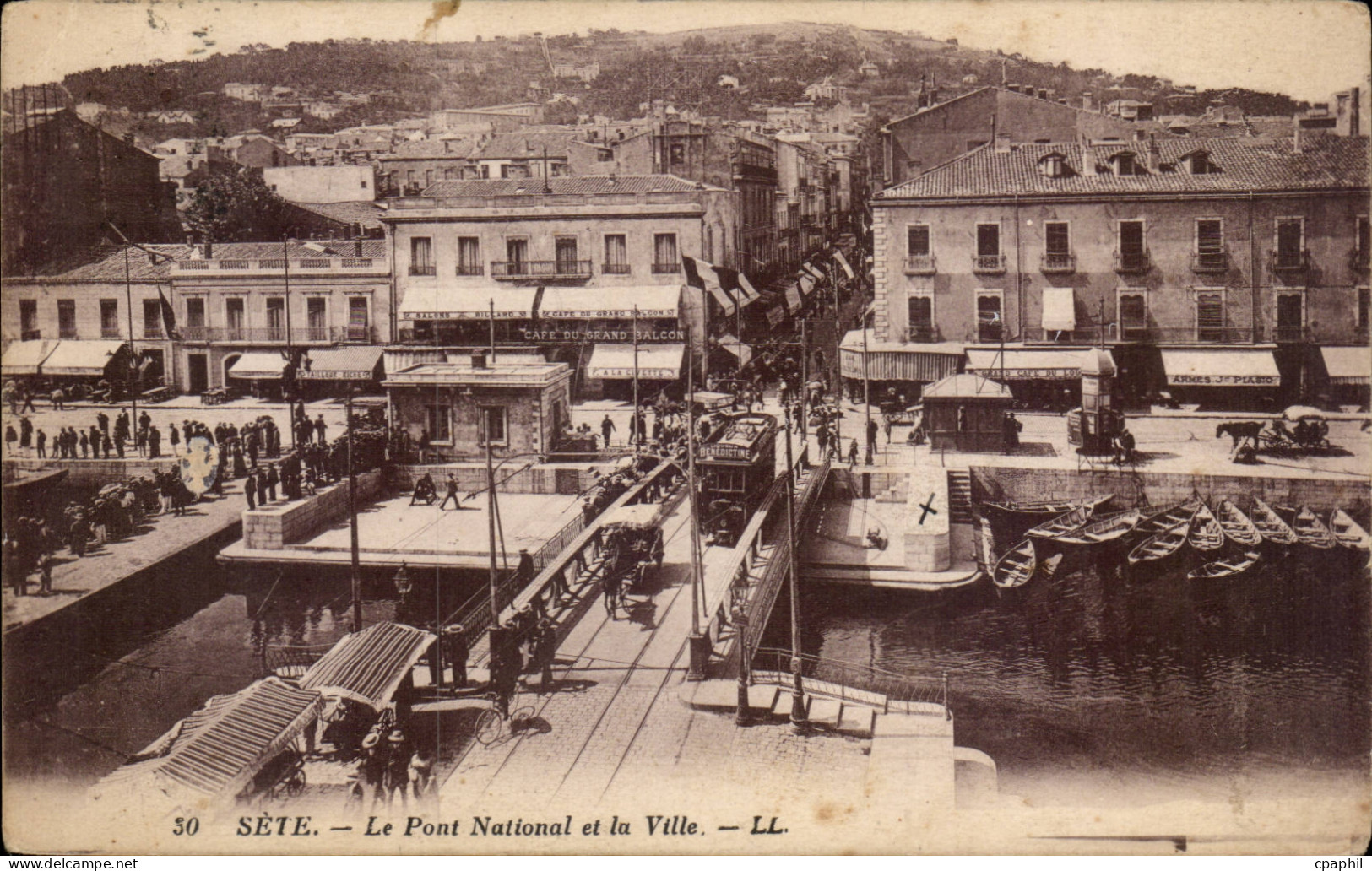 Sete Cette CPA Le pont national et la ville