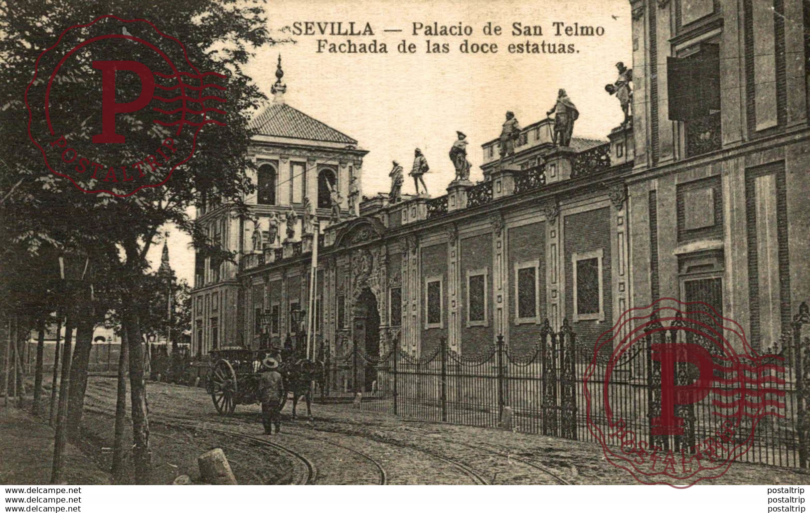 SEVILLA, PALACIO DE SAN TELMO, FACHADA DE LAS DOCE ESTATUAS
