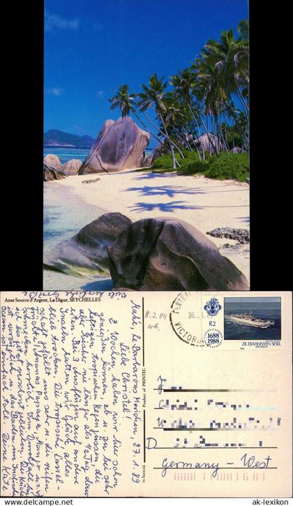 Seychellen Seychelles Anse Source d'Argent, La Digue 1988  gel. Briefmarke