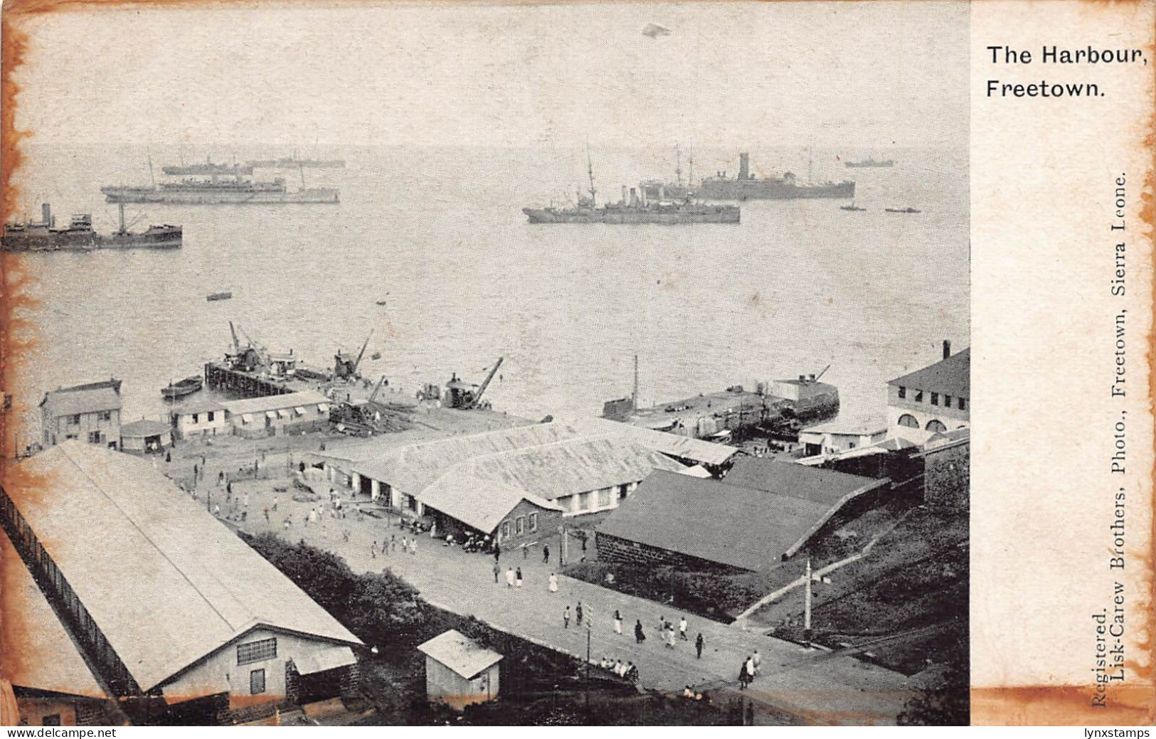 Sierra Leone Harbour Freetown Steamboats vintage postcard