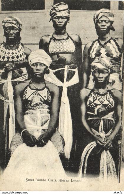 PC SIERRA LEONE AFRICA SUSU BONDO GIRLS TYPES VINTAGE POSTCARD (b58925)
