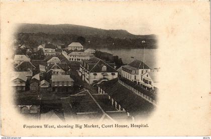 PC SIERRA LEONE, FREETOWN WEST, BIG MARKET, COURT, Vintage Postcard (b49930)