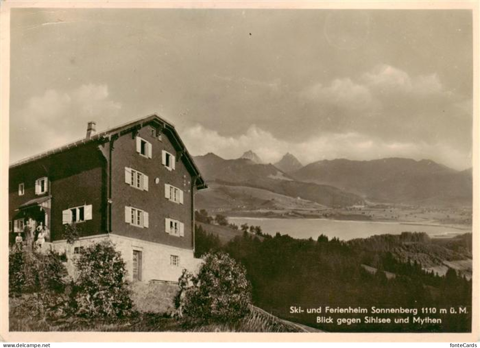 Sihlsee Einsiedeln SZ Ski- und Ferienheim Sonnenberg Blick gegen Sihlsee und Myt