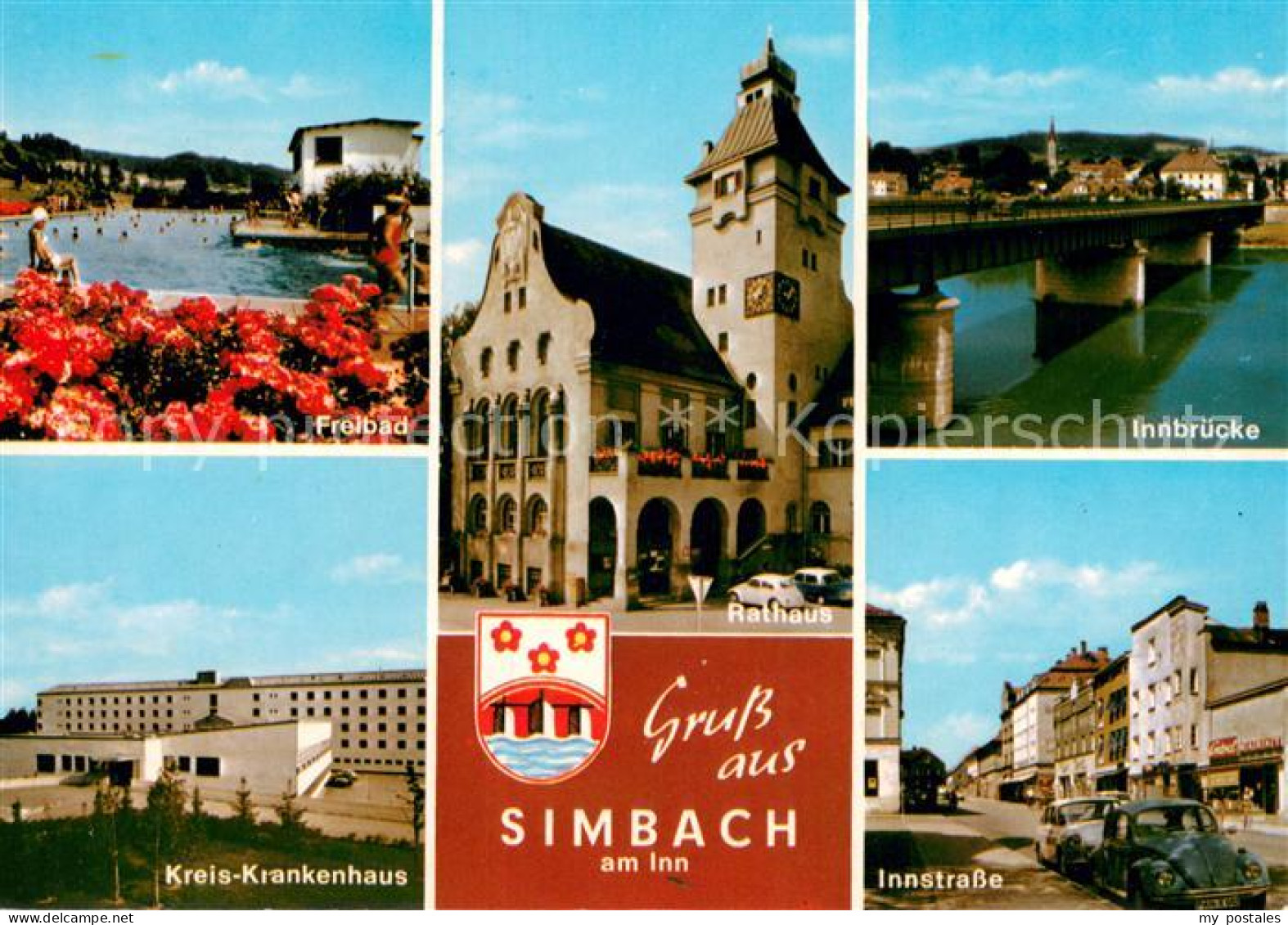 Simbach Inn Freibad Rathaus Innbruecke Kreis Krankenhaus Innstrasse