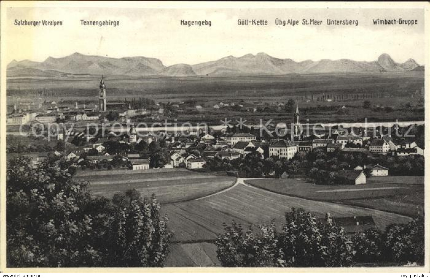 Simbach Inn Gesamansicht mit Alpenpanorama