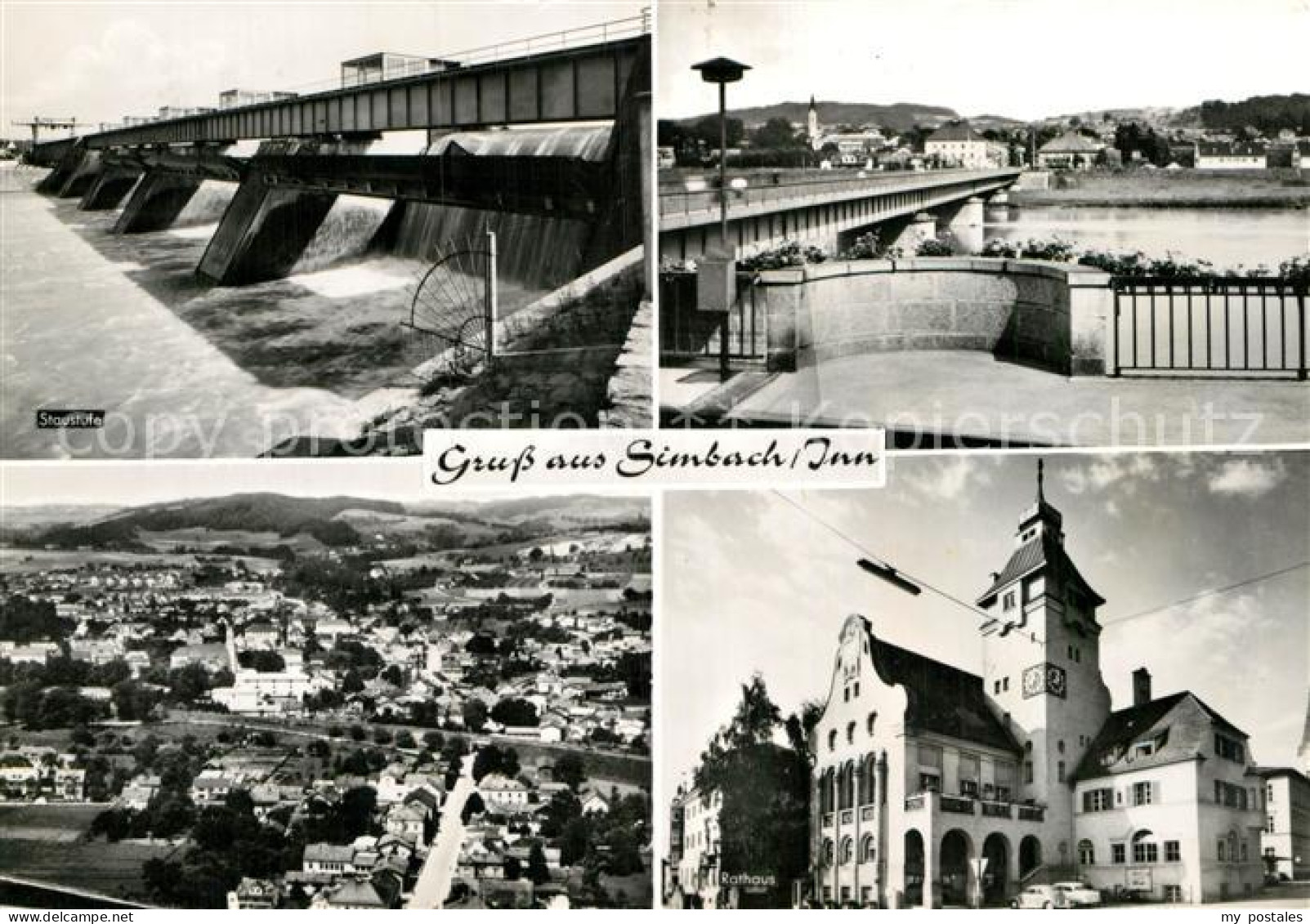 Simbach Inn Staustufe Bruecke Kirche Fliegeraufnahme