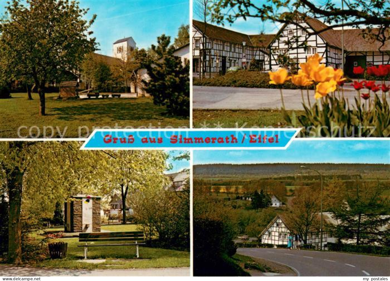 Simmerath Teilansichten Kirche Fachwerkhaeuser Park