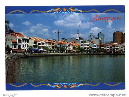 {43849} Singapour Singapore , vieux et nouveaux bâtiments à côté du fleuve de Singapour. " en baisse "