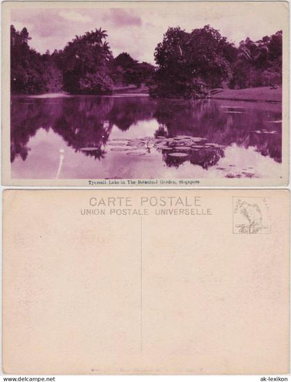 Postcard Singapur See im Botanischen Garten 1920