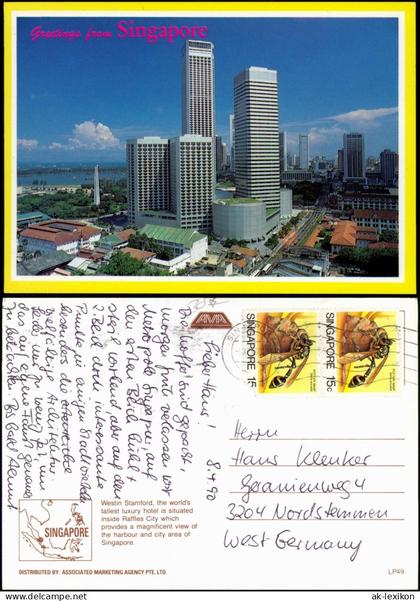 Postcard Singapur City View, Westin Stamford Luxury Hotel 1990