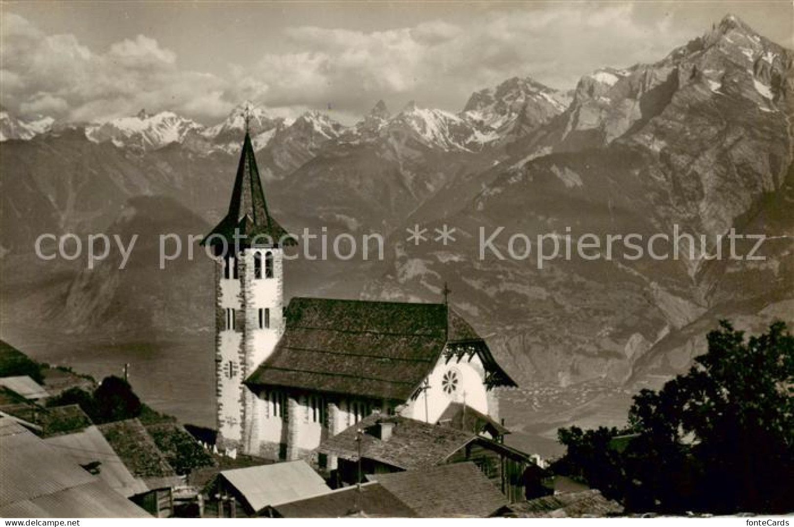 Sion  Sitten Seduno VS Eglise de Veysonnaz Les Alpes Vaudoises et la Haut de Cry