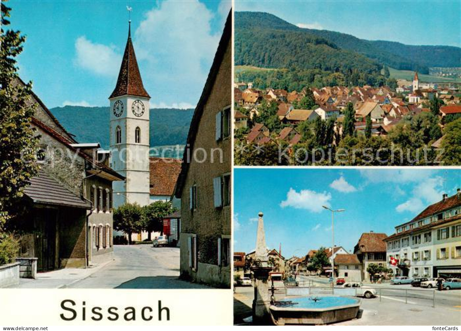 Sissach BL Kirche Panorama Brunnen